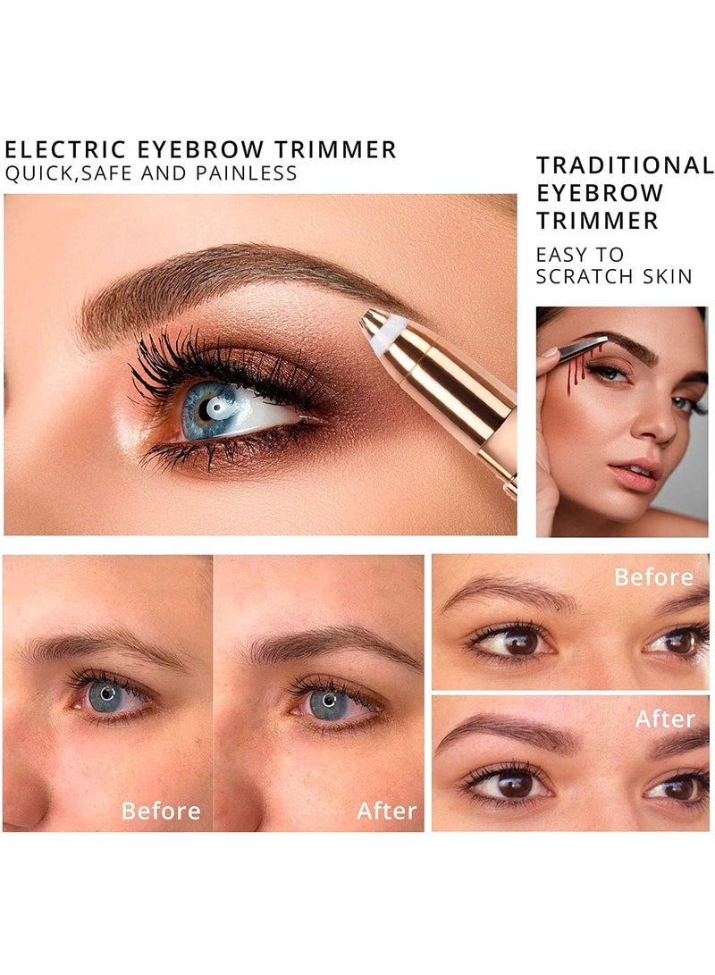 ماكينة تشذيب الحواجب اللاسلكية للنساء، 2 في 1، قابلة لإعادة الشحن عبر منفذ USB، لإزالة شعر الوجه برؤوس قابلة للاستبدال، ماكينة حلاقة احترافية وغير مؤلمة لإزالة شعر الحواجب - Image 2